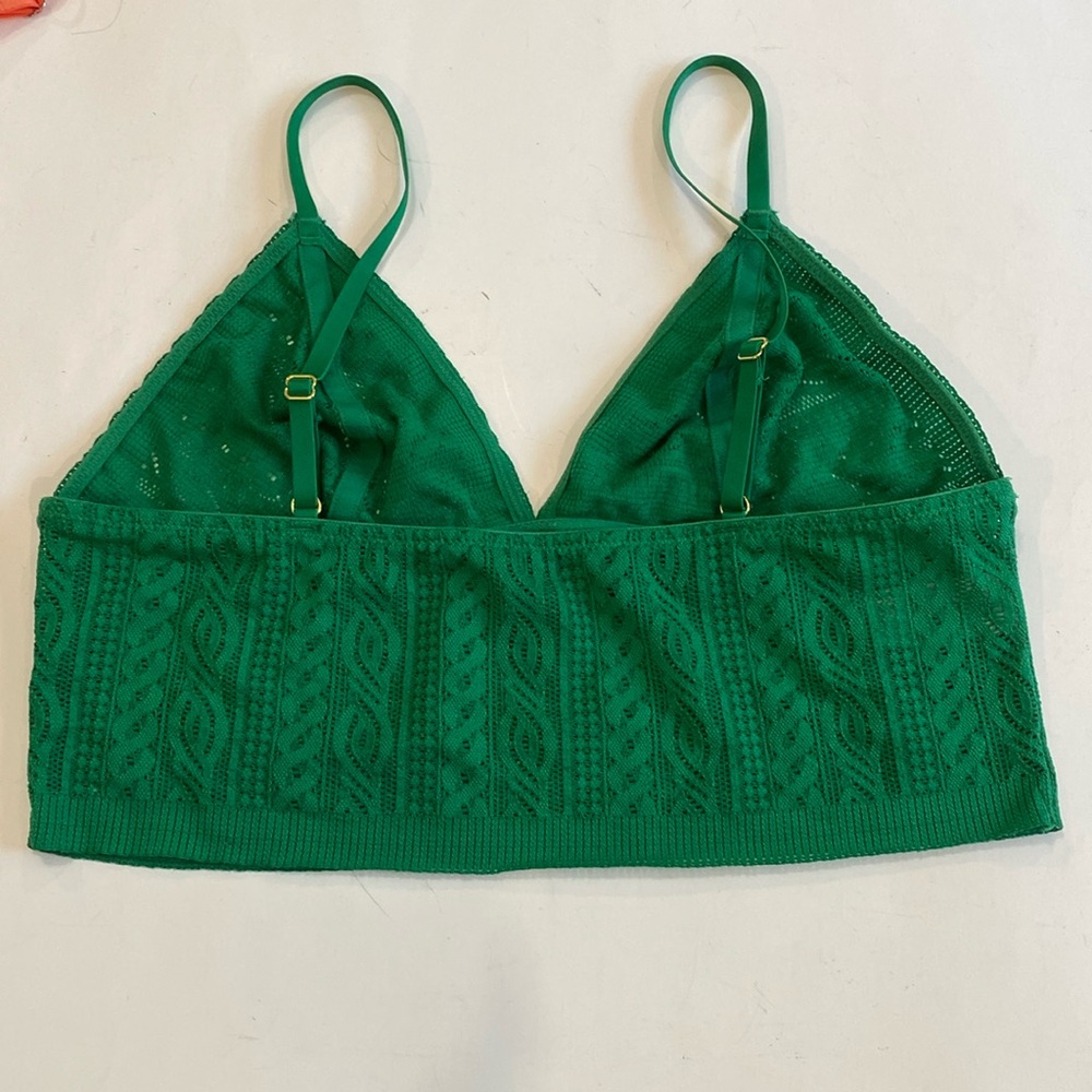 Aerie Cable Lace Longline Bralette Size Medium Emerald Green - Picture 5 of 11